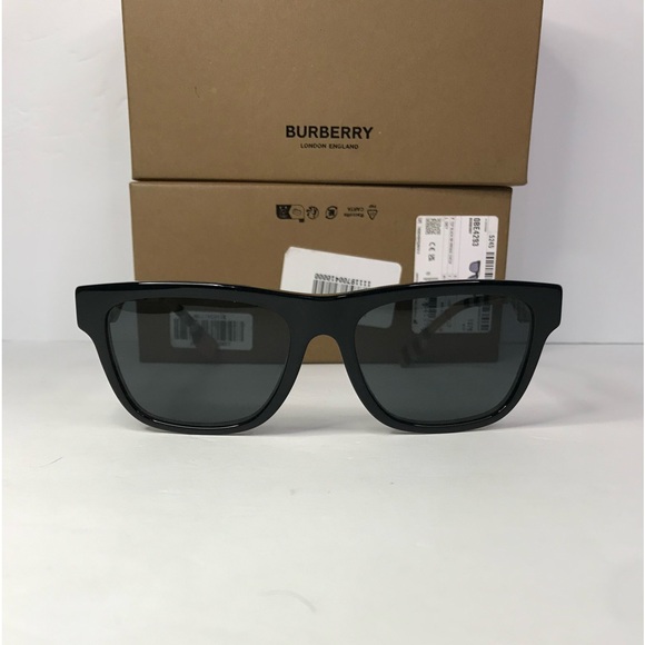 BURBERRY BE4293 380687 square sunglass black on vintage check framegrey lenses. - Picture 13 of 17